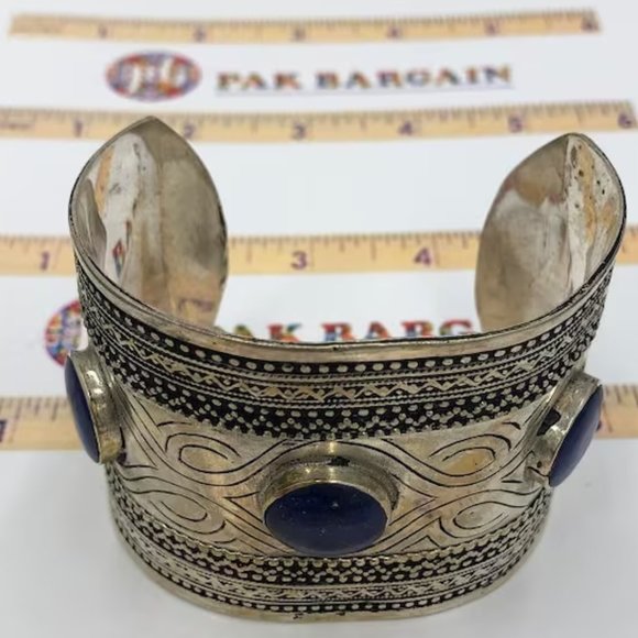 single   Tribal Handcuff, Afghan Kuchi Cuff With Brown Stones, Kuchi Tribal - Picture 1 of 5